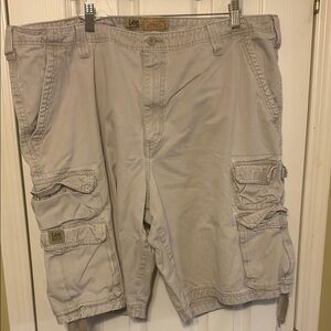 Lee Gray Cargo Shorts Relaxed Fit Cotton